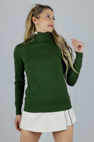Elastyczny golf - khaki UNIWERSALNY Made in Italy Swetry Inspiracja Jelenia Gora