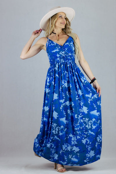 Sukienka Maxi Miss Sara Fashion - niebieska UNIWERSALNY Miss Sara Fashion Sukienki Inspiracja Jelenia Gora