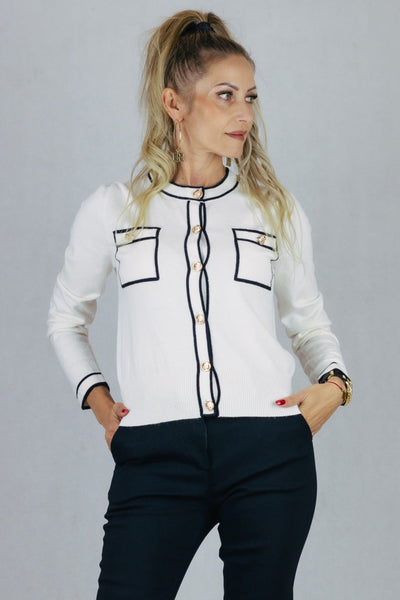 Sweter w stylu Chanel - biały UNIWERSALNY Senenday Swetry Inspiracja Jelenia Gora