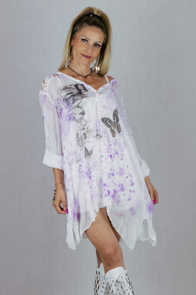 Tunika Butterfly - fioletowa UNIWERSALNY Made in Italy Sukienki Inspiracja Jelenia Gora