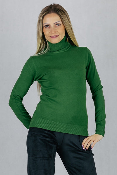 Dopasowany sweter z golfem - zielony I UNIWERSALNY Made in Italy Swetry Inspiracja Jelenia Gora