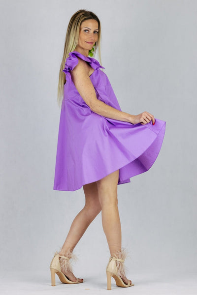 Letnia sukienka o rozkloszowanym kroju - fioletowa UNIWERSALNY Made in Italy Sukienki Inspiracja Jelenia Gora
