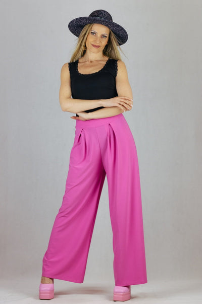 Spodnie z szeroką nogawką - różowe UNIWERSALNY Lamiar Spodnie Inspiracja Jelenia Gora