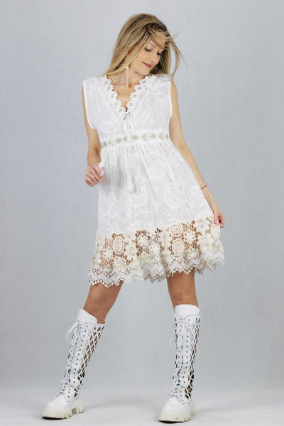 Sukienka boho bez rękawów - biała UNIWERSALNY Made in Italy Sukienki Inspiracja Jelenia Gora