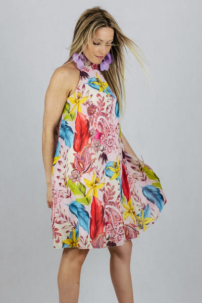 Sukienka w kwiaty - różowa UNIWERSALNY Made in Italy Sukienki Inspiracja Jelenia Gora