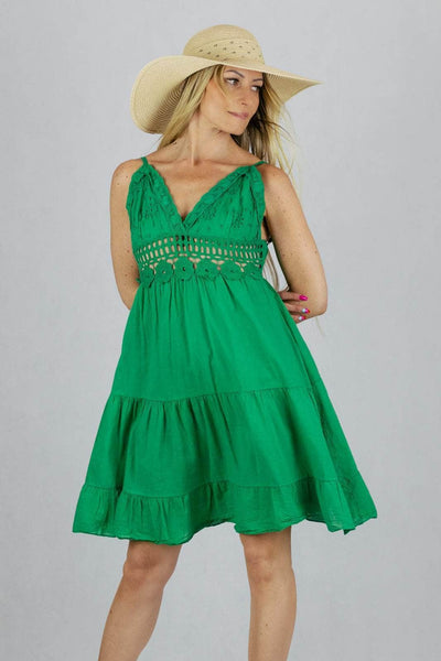 Sukienka z haftem - zielona UNIWERSALNY Made in Italy Sukienki Inspiracja Jelenia Gora