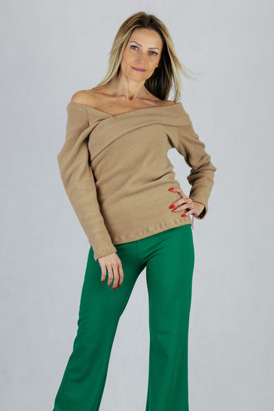 Sweter z asymetryczny dekoltem UNIWERSALNY Made in Italy Swetry Inspiracja Jelenia Gora