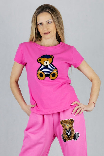 T-shirt miś - różowy UNIWERSALNY Azura T-Shirty Inspiracja Jelenia Gora