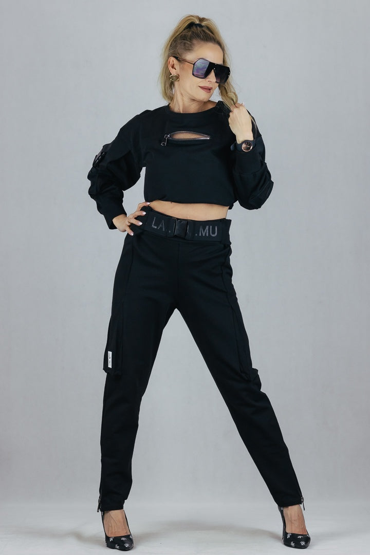 Bawełniane spodnie La Mu - czarne La Mu Spodnie Inspiracja Jelenia Gora