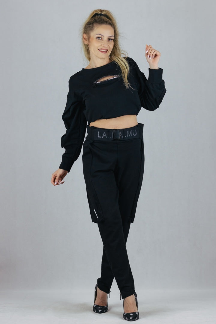 Bawełniane spodnie La Mu - czarne La Mu Spodnie Inspiracja Jelenia Gora