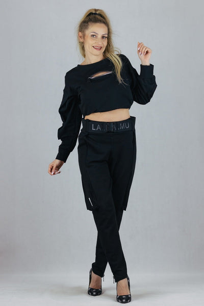 Bawełniane spodnie La Mu - czarne La Mu Spodnie Inspiracja Jelenia Gora