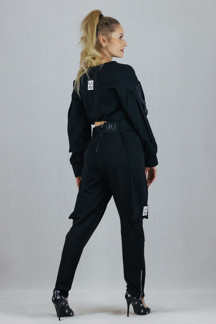 Bawełniane spodnie La Mu - czarne La Mu Spodnie Inspiracja Jelenia Gora