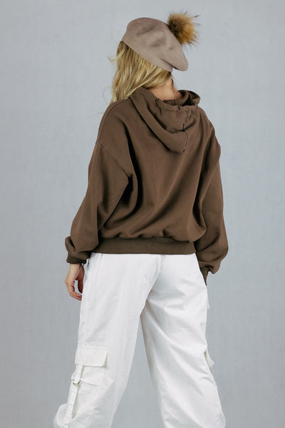 Bluza z kapturem bella - czekoladowa UNIWERSALNY Chance Off Bluzki Inspiracja Jelenia Gora