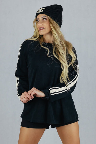 Bluza z lampasem - czarna UNIWERSALNY Lamiar Bluzki Inspiracja Jelenia Gora