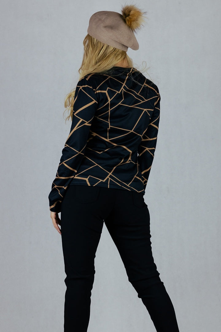 Bluzka we wzory - czarna UNIWERSALNY Made in Italy Bluzki Inspiracja Jelenia Gora