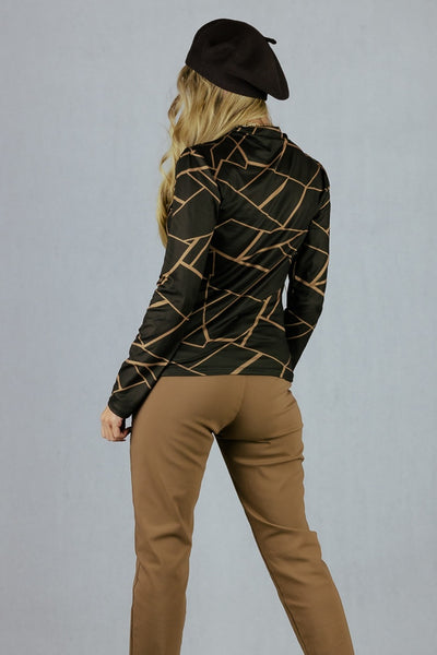 Bluzka we wzory - czekoladowa UNIWERSALNY Made in Italy Bluzki Inspiracja Jelenia Gora