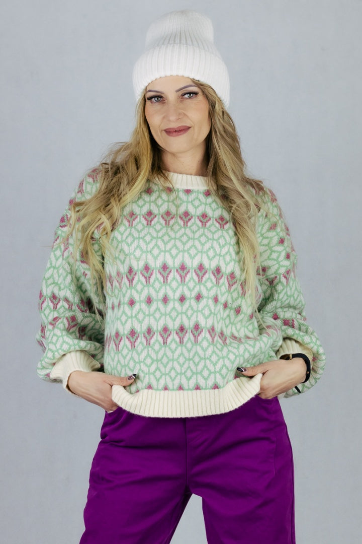 Klasyczny sweter w wzory UNIWERSALNY A&G Style Swetry Inspiracja Jelenia Gora