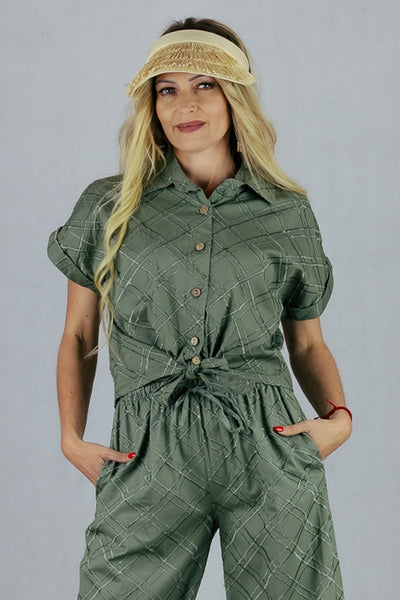 Koszula w kratę 3D - khaki UNIWERSALNY Made in Italy Koszule Inspiracja Jelenia Gora