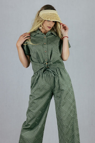 Koszula w kratę 3D - khaki UNIWERSALNY Made in Italy Koszule Inspiracja Jelenia Gora