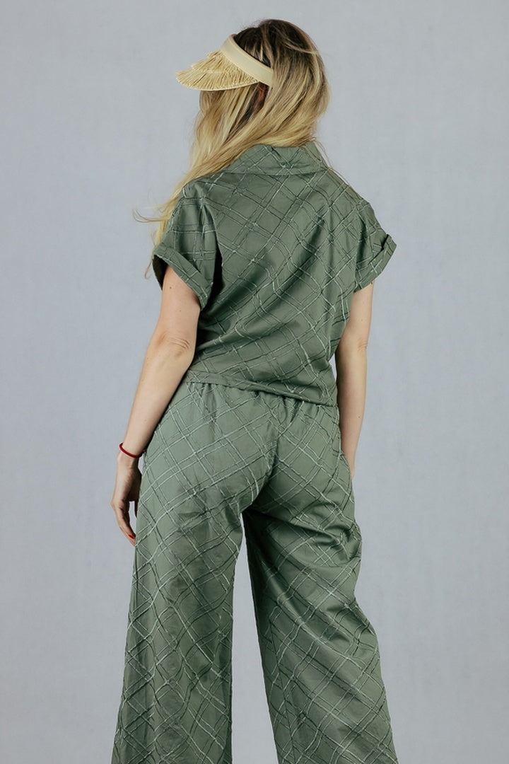 Koszula w kratę 3D - khaki UNIWERSALNY Made in Italy Koszule Inspiracja Jelenia Gora