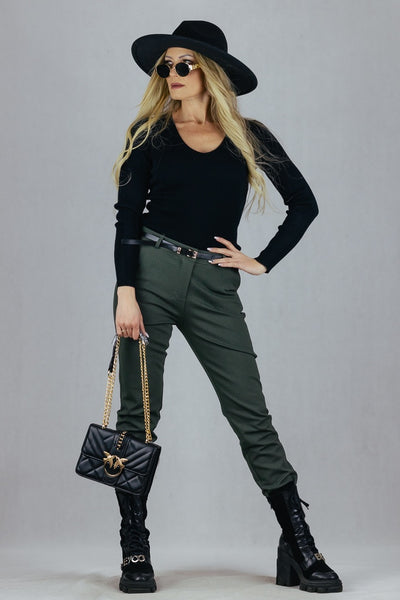 Spodnie cygaretki - khaki S Made in Italy Spodnie Inspiracja Jelenia Gora