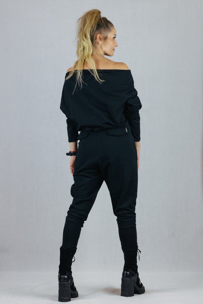 Spodnie La Mu ze złotymi napami - czarne S/M La Mu Spodnie Inspiracja Jelenia Gora