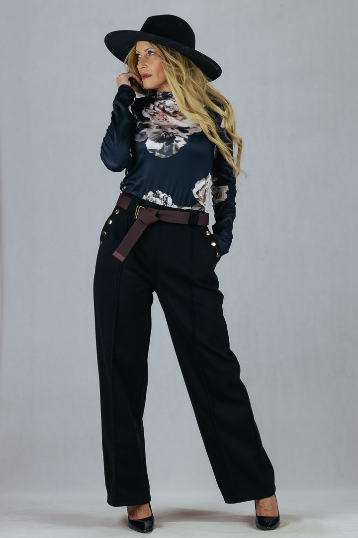 Spodnie z flauszu - czarne UNIWERSALNY Made in Italy Spodnie Inspiracja Jelenia Gora