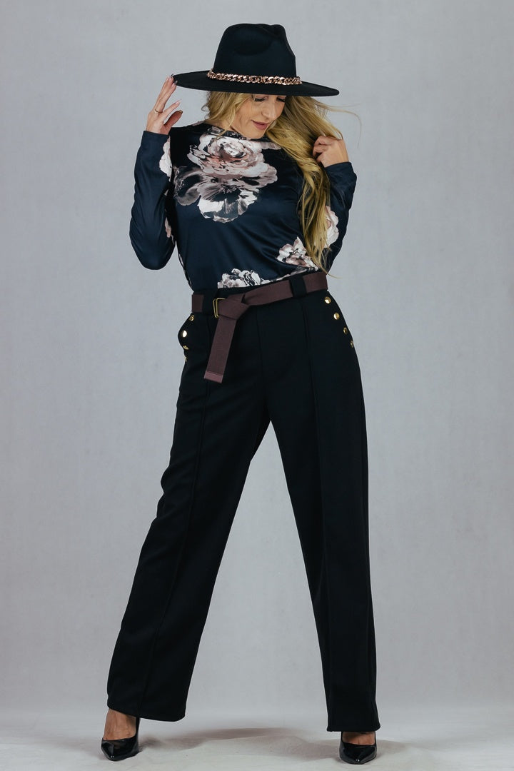 Spodnie z flauszu - czarne UNIWERSALNY Made in Italy Spodnie Inspiracja Jelenia Gora