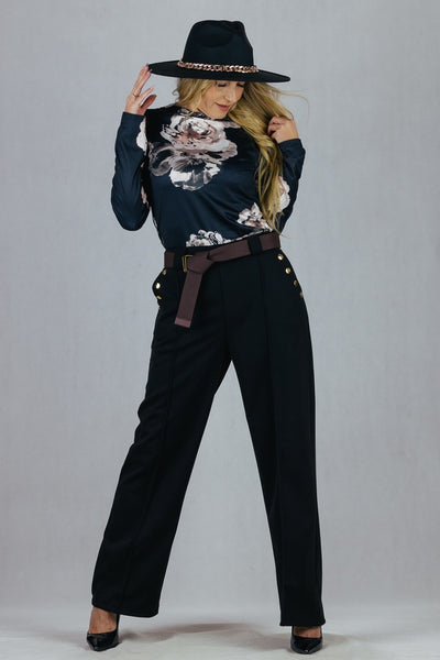 Spodnie z flauszu - czarne UNIWERSALNY Made in Italy Spodnie Inspiracja Jelenia Gora