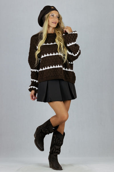 Sweter Milano - czekoladowy UNIWERSALNY Made in Italy Swetry Inspiracja Jelenia Gora