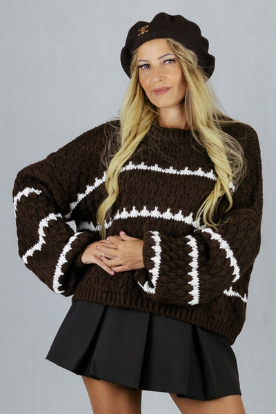 Sweter Milano - czekoladowy UNIWERSALNY Made in Italy Swetry Inspiracja Jelenia Gora