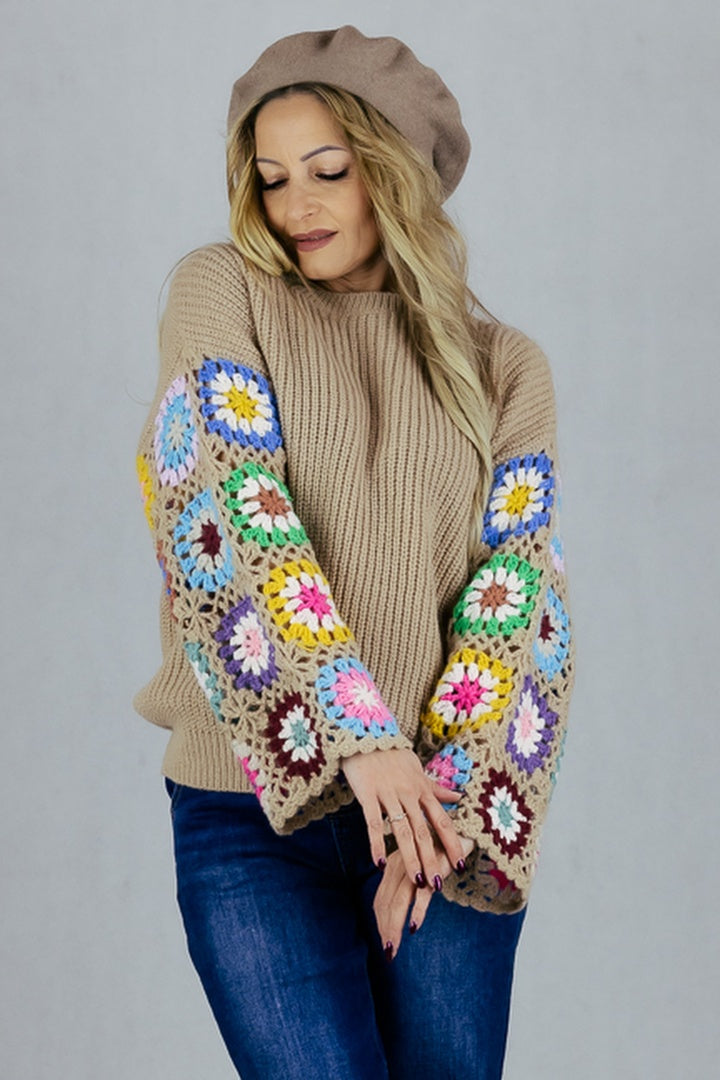 Sweter z szydełkowym rękawem UNIWERSALNY Lamiar Swetry Inspiracja Jelenia Gora
