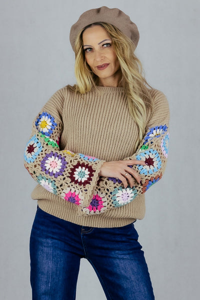 Sweter z szydełkowym rękawem UNIWERSALNY Lamiar Swetry Inspiracja Jelenia Gora