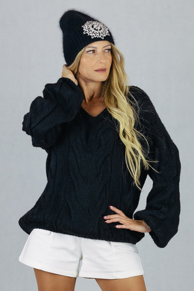 Sweter ze splotem warkoczowym UNIWERSALNY Made in Italy Swetry Inspiracja Jelenia Gora