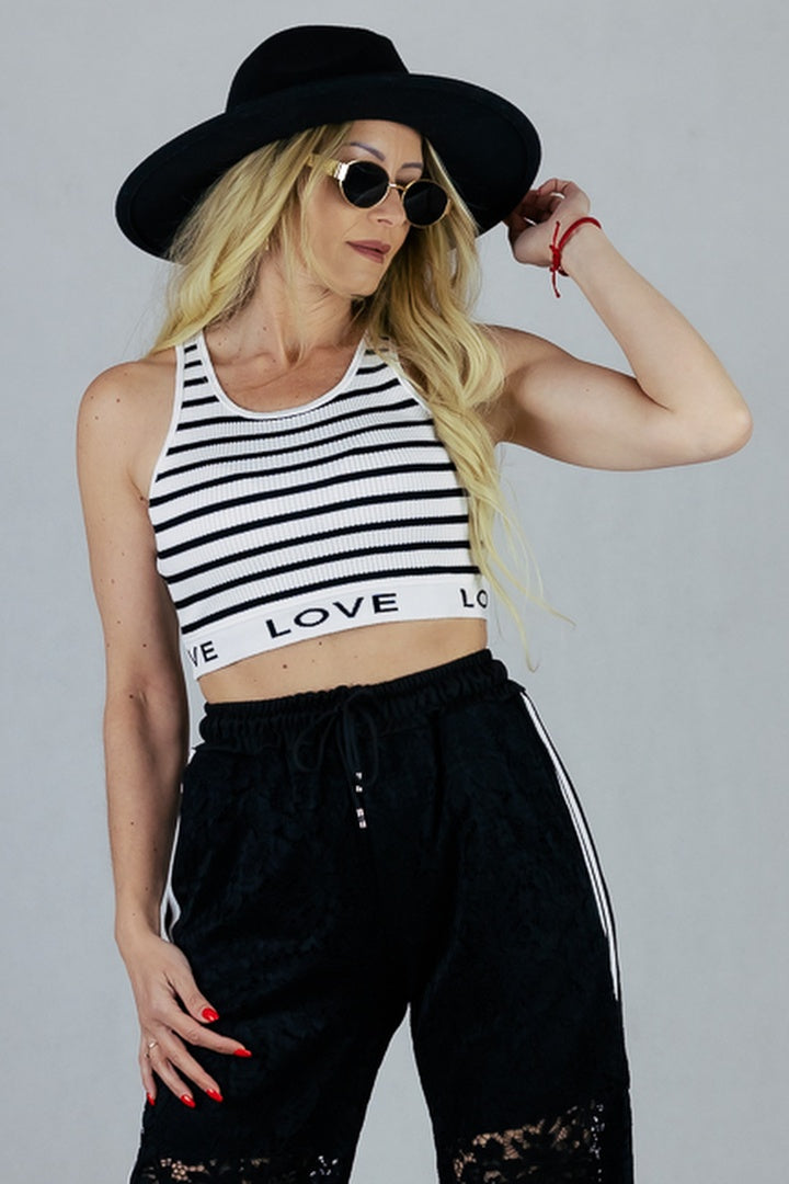 Top LOVE - biało-czarny UNIWERSALNY Senenday Topy Inspiracja Jelenia Gora