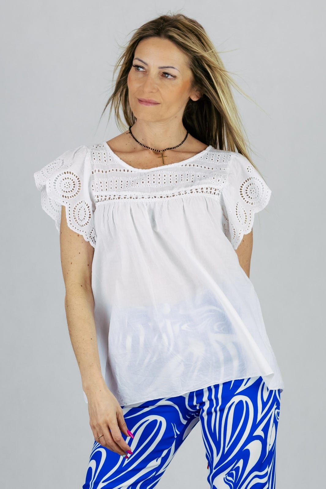 Bluzka boho z haftem - biała UNIWERSALNY Made in Italy Bluzki Inspiracja Jelenia Gora