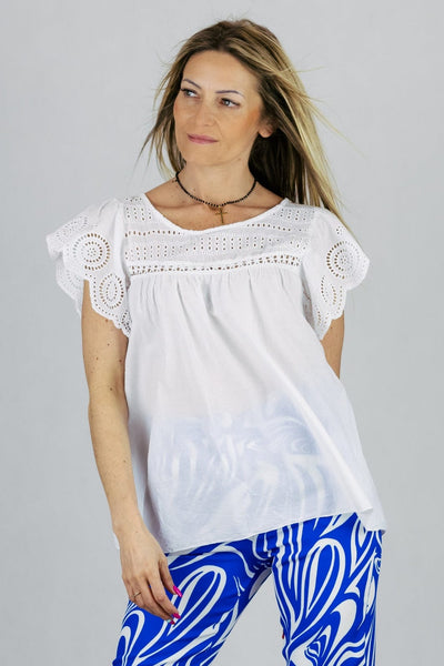 Bluzka boho z haftem - biała UNIWERSALNY Made in Italy Bluzki Inspiracja Jelenia Gora