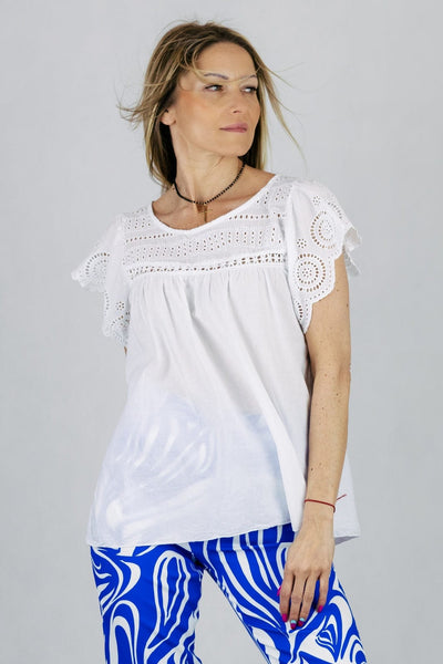 Bluzka boho z haftem - biała UNIWERSALNY Made in Italy Bluzki Inspiracja Jelenia Gora