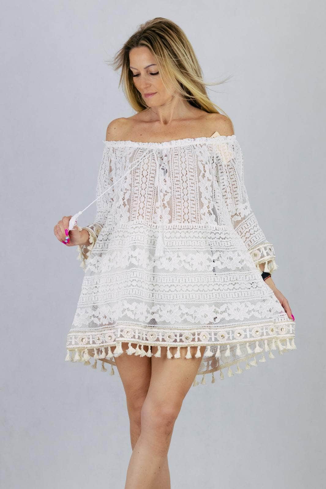 Koronkowa narzutka boho UNIWERSALNY Made in Italy Sukienki Inspiracja Jelenia Gora