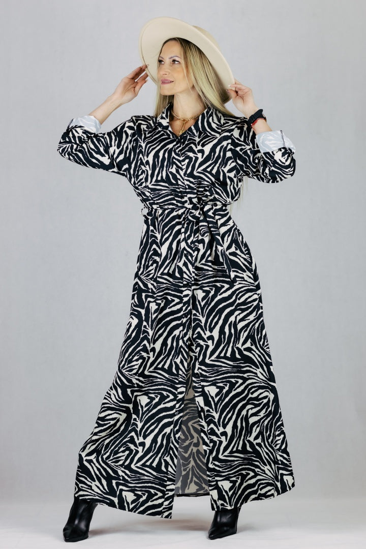 Sukienka koszulowa maxi - zebra Inspiracja Inspiracja Jelenia Gora