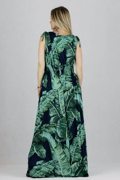 Sukienka maxi w liście UNIWERSALNY Leana Mode Sukienki Inspiracja Jelenia Gora