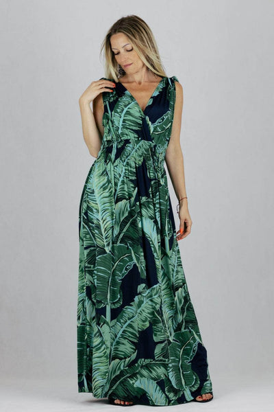 Sukienka maxi w liście UNIWERSALNY Leana Mode Sukienki Inspiracja Jelenia Gora