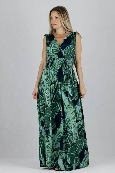 Sukienka maxi w liście UNIWERSALNY Leana Mode Sukienki Inspiracja Jelenia Gora