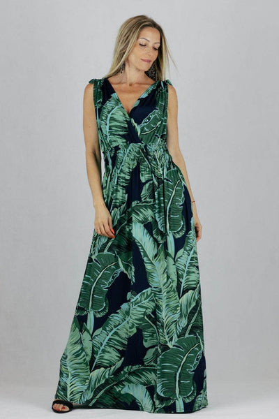 Sukienka maxi w liście UNIWERSALNY Leana Mode Sukienki Inspiracja Jelenia Gora