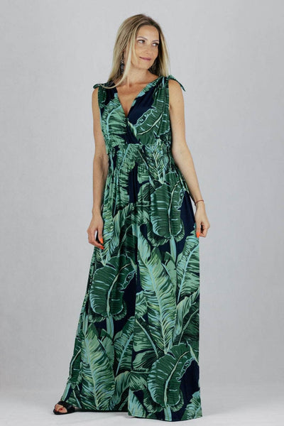 Sukienka maxi w liście UNIWERSALNY Leana Mode Sukienki Inspiracja Jelenia Gora