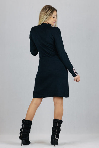 Sukienka ze złotymi guzikami - czarna UNIWERSALNY ELSA.M Sukienki Inspiracja Jelenia Gora